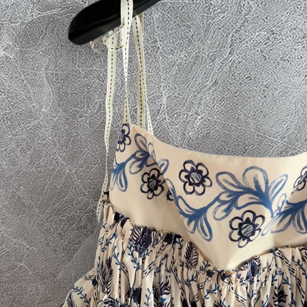 Agua by Agua Bendita Cream Sundress with Navy Embroidery - Picture 3 of 9